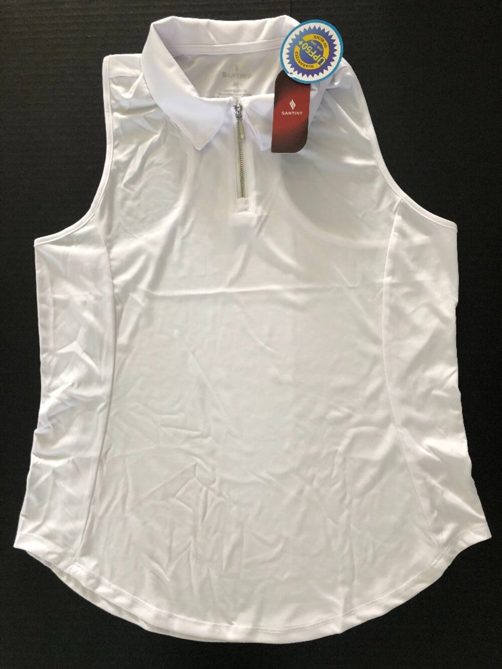 SANTINY Sleeveless Golf Racerback Shirts 1/4 Zip with Collar Size M